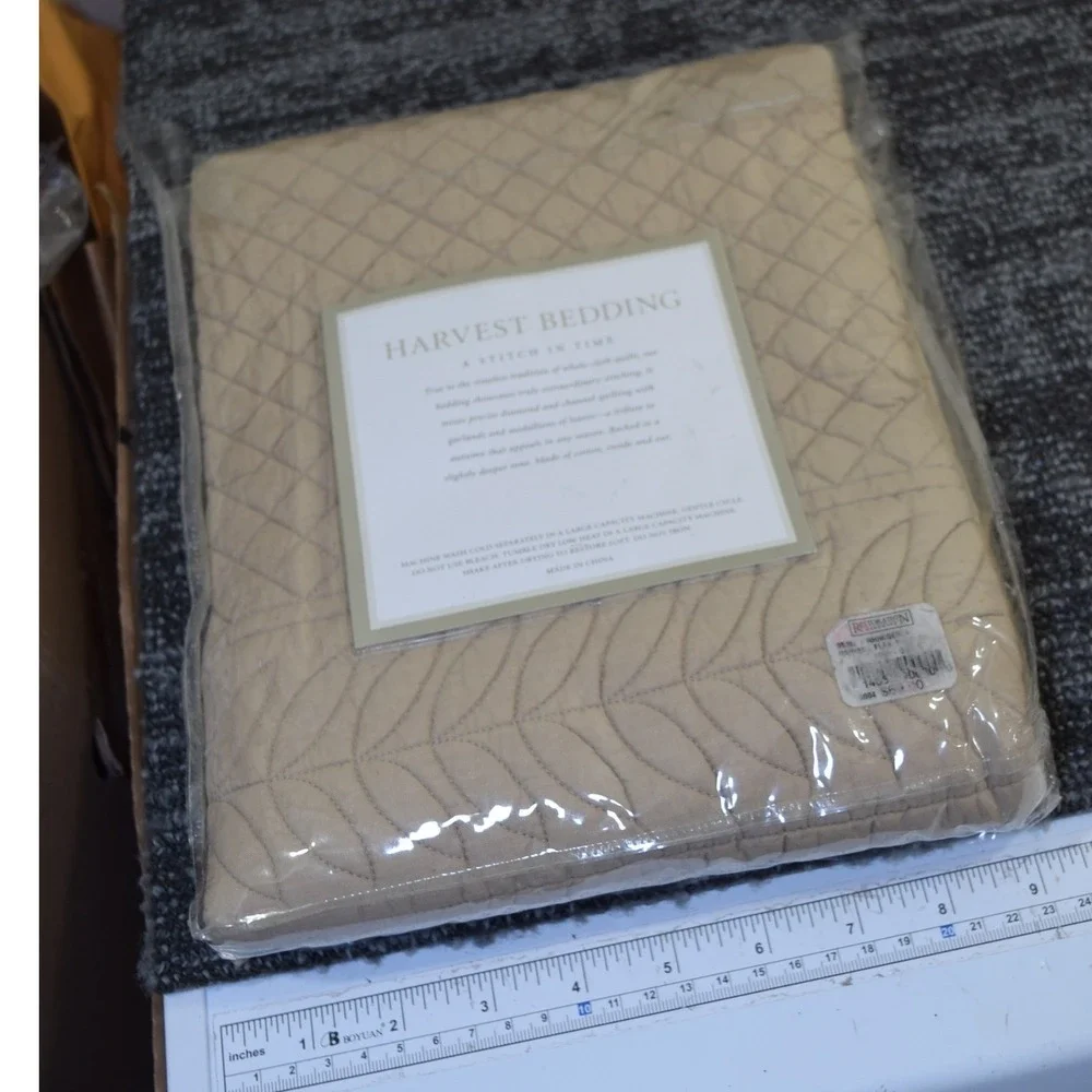 NOS Restoration Hardware Harvest Bedding European Pillow Sham 26x26 Tan NEW